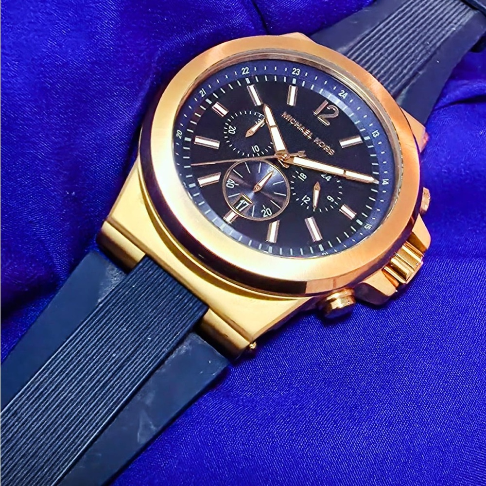 Michael Kors Dylan Chrono 48mm Navy Blue Rose Gold Men's Watch MK8295